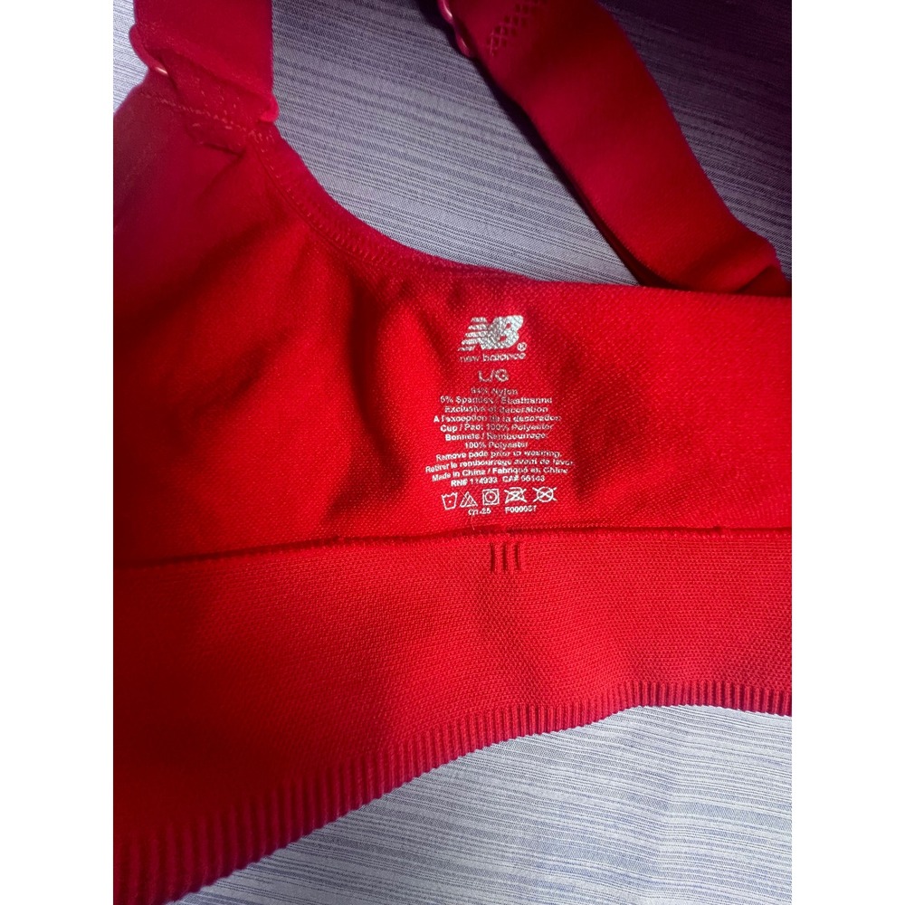 New Balance Womens Red Front Zip High Impact Sports Bra Adjustable Straps L/G - Picture 3 of 4